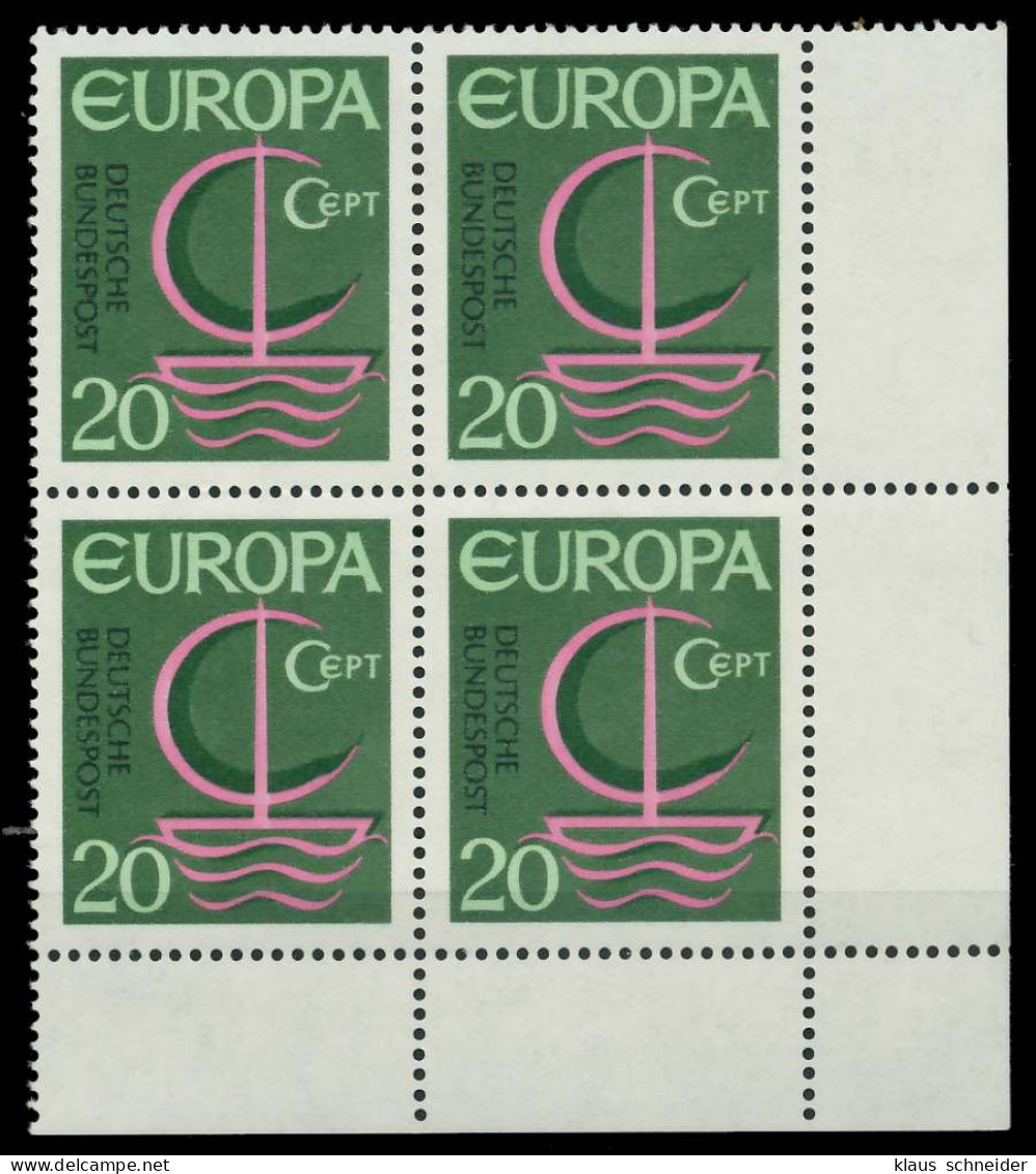 BRD BUND 1966 Nr 519 Postfrisch VIERERBLOCK ECKE-URE X7EF74E - Neufs