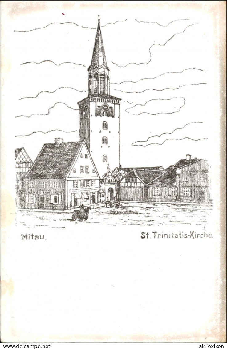 Mitau Jelgava &#1045;&#1083;&#1075;&#1072;&#1074;&#1072; Trinitatiskirche - Künstlerkarte 1917 - Letland