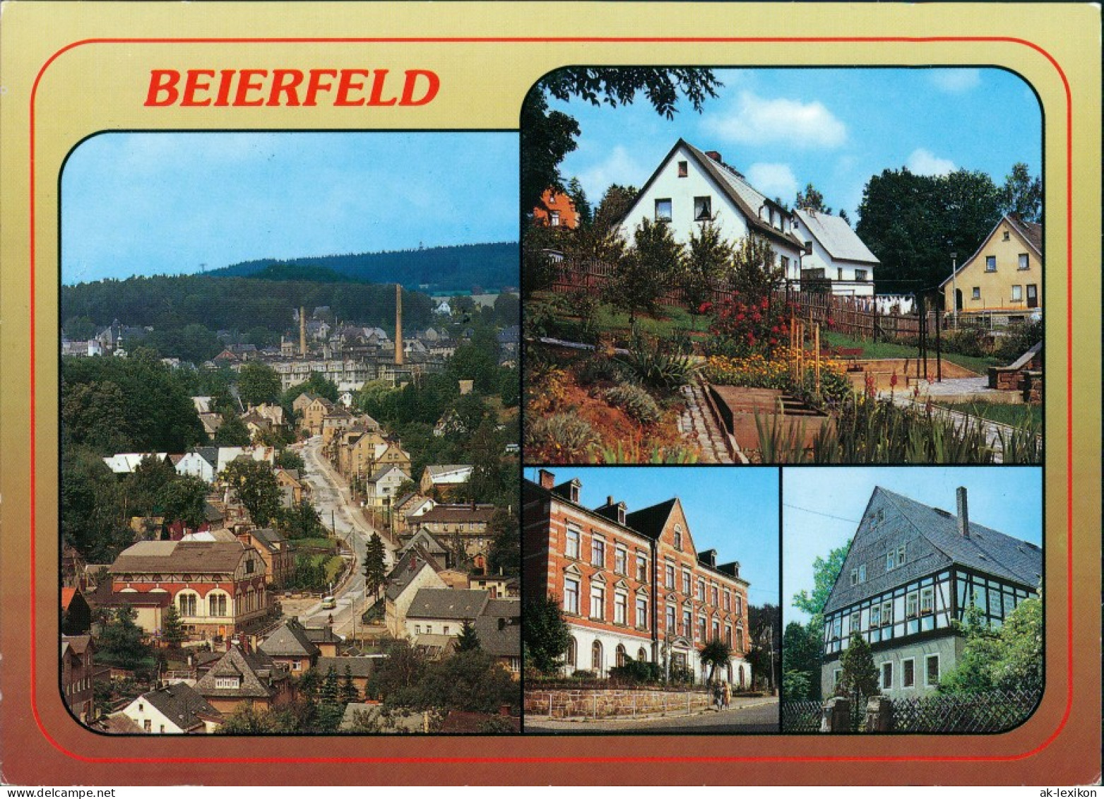 Beierfeld-Grünhain-Beierfeld Übersicht, Am Spiegelwald, Rathaus, Pfarrhaus G1996 - Gruenhain