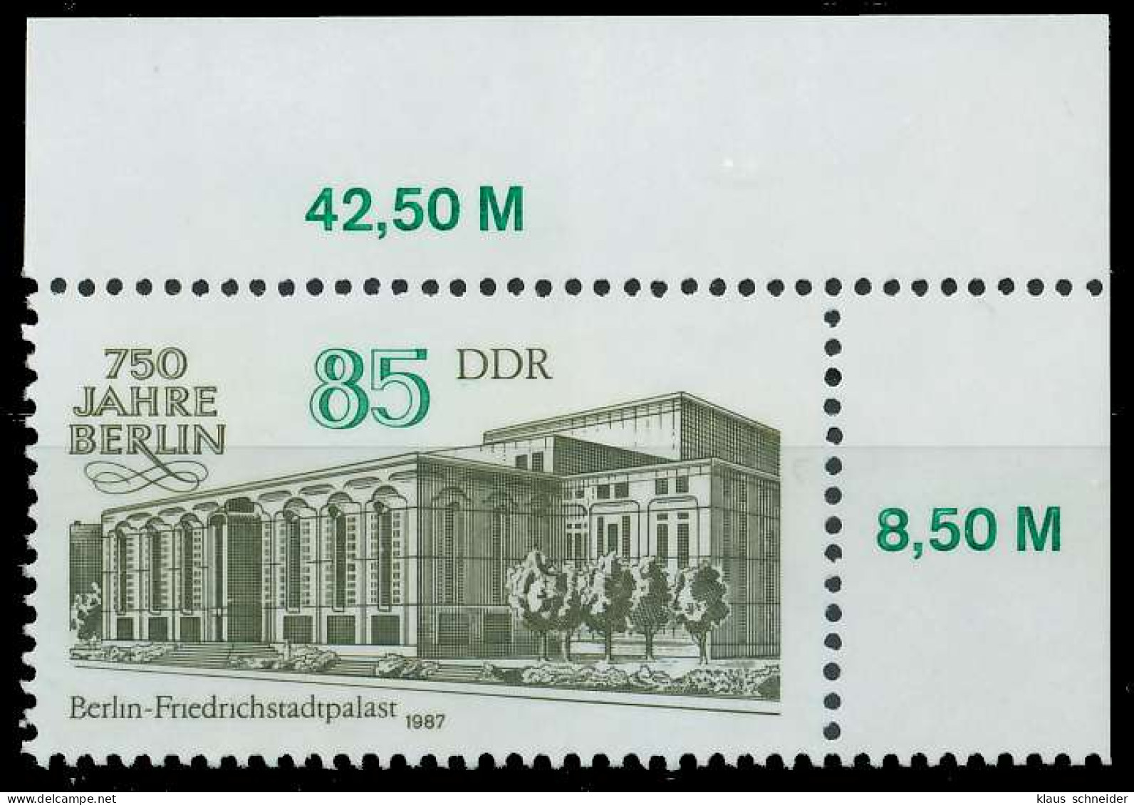 DDR 1987 Nr 3074 Postfrisch ECKE-ORE X0D2B1A - Ungebraucht