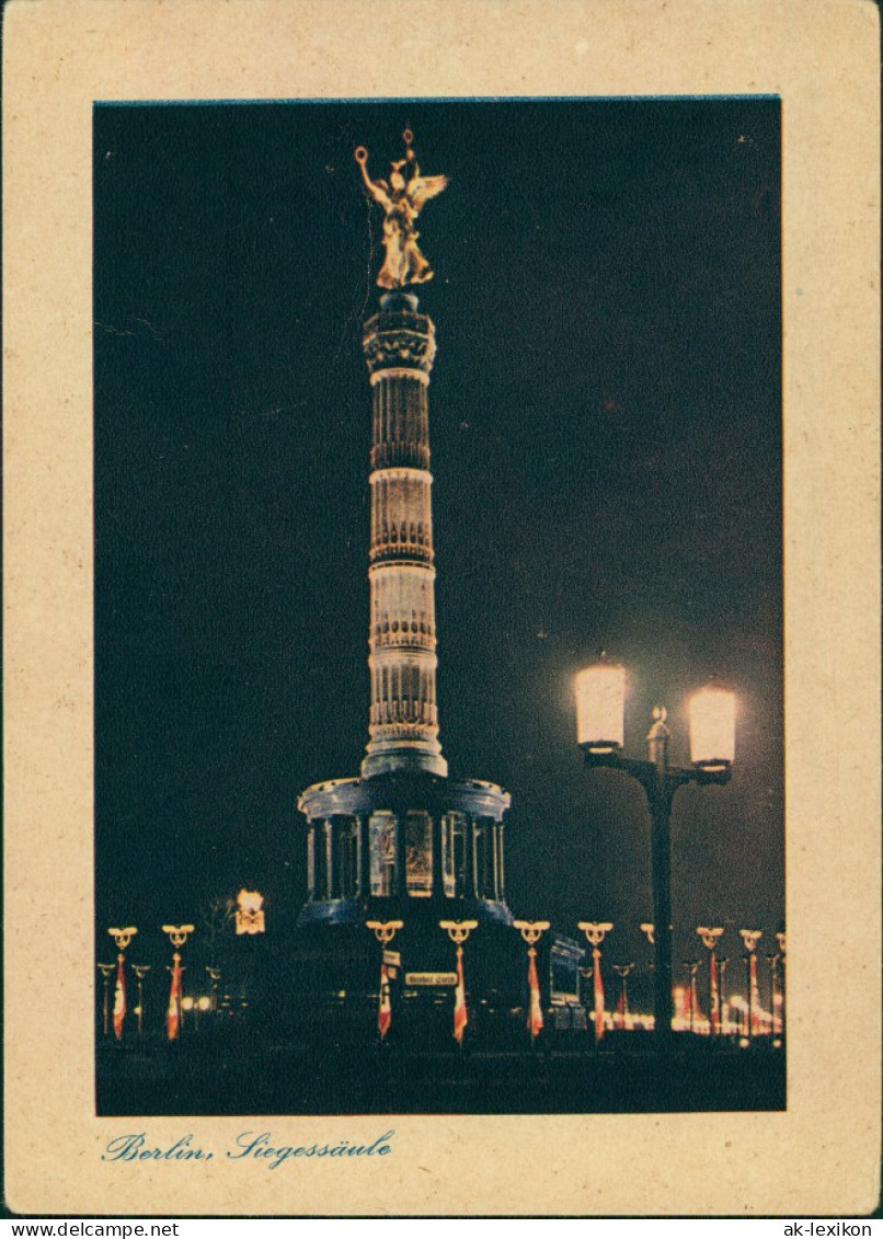 Ansichtskarte Mitte-Berlin Siegessäule, Nacht - Propaganda Schmuck Nacht 1940 - Mitte