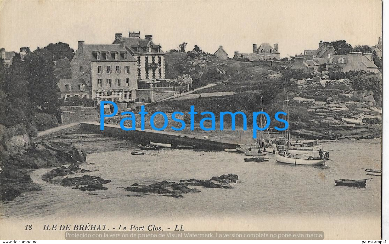 228175 FRANCE ILE DE BREHAT THE PORT CLOS POSTAL POSTCARD - Sonstige & Ohne Zuordnung