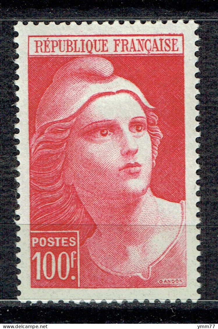 100 F Carmin Type Marianne De Gandon - 1945-54 Marianne Of Gandon