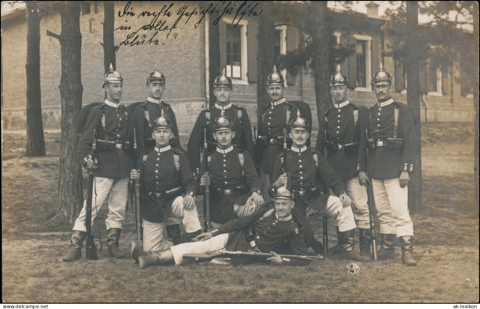 Äußere Neustadt-Dresden Kaserne Soldaten Mit Pickelhaube Sachsen 1908 Privatfoto - Dresden