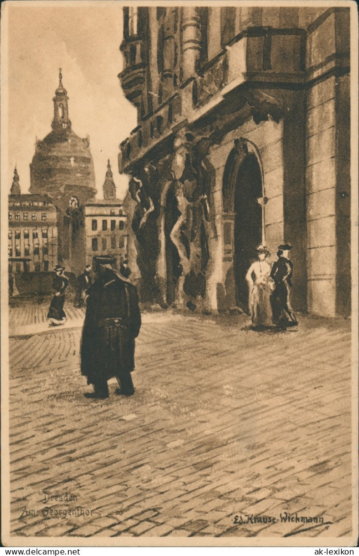 Innere Altstadt-Dresden Krause-Wichmann Künstlerkarte Mit Georgentor Partie 1900 - Dresden