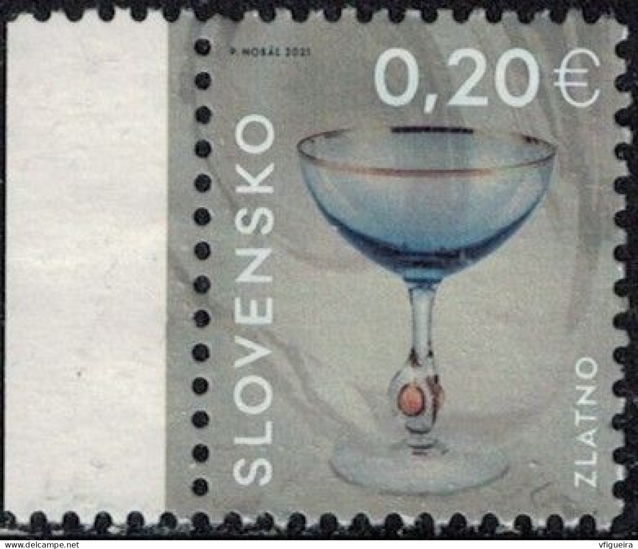 Slovaquie 2021 Oblitéré Used Industrie Verrière Verre à Vin Doré Zuzana Zlatno Y&T SK 815 SU - Used Stamps