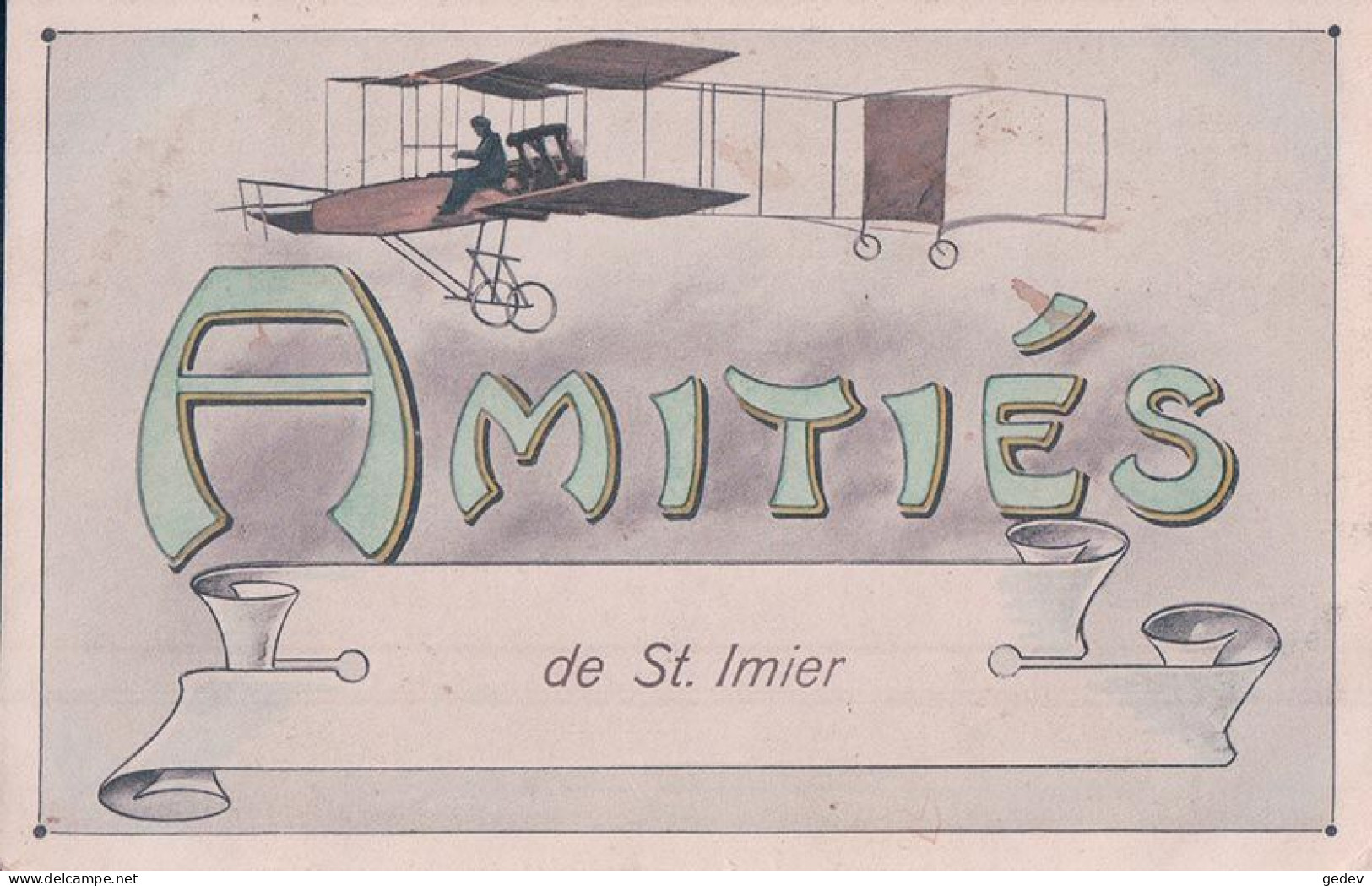 Amitiés De St Imier BE, Avion Fantaisie, Litho (28.9.1928) - Saint-Imier 