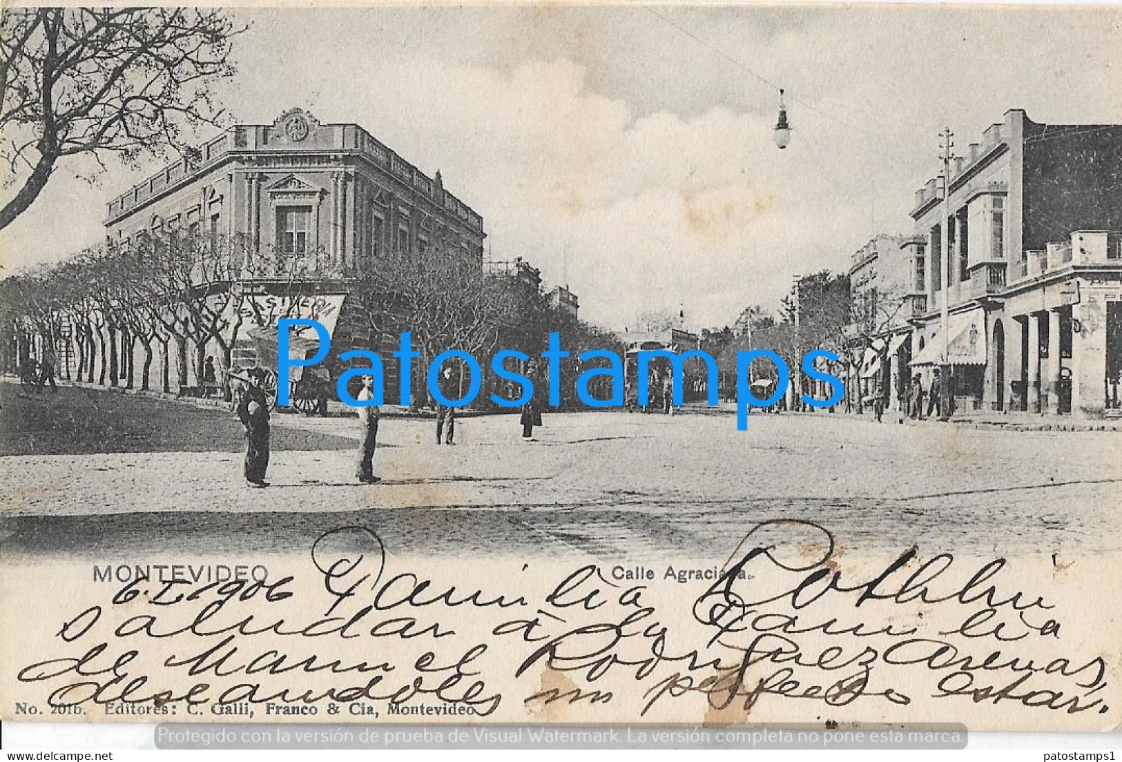 228186 URUGUAY MONTEVIDEO STREET CALLE AGRACIADA TRAMWAY TRANVIA SPOTTED CIRCULATED TO ARGENTINA POSTAL POSTCARD - Uruguay