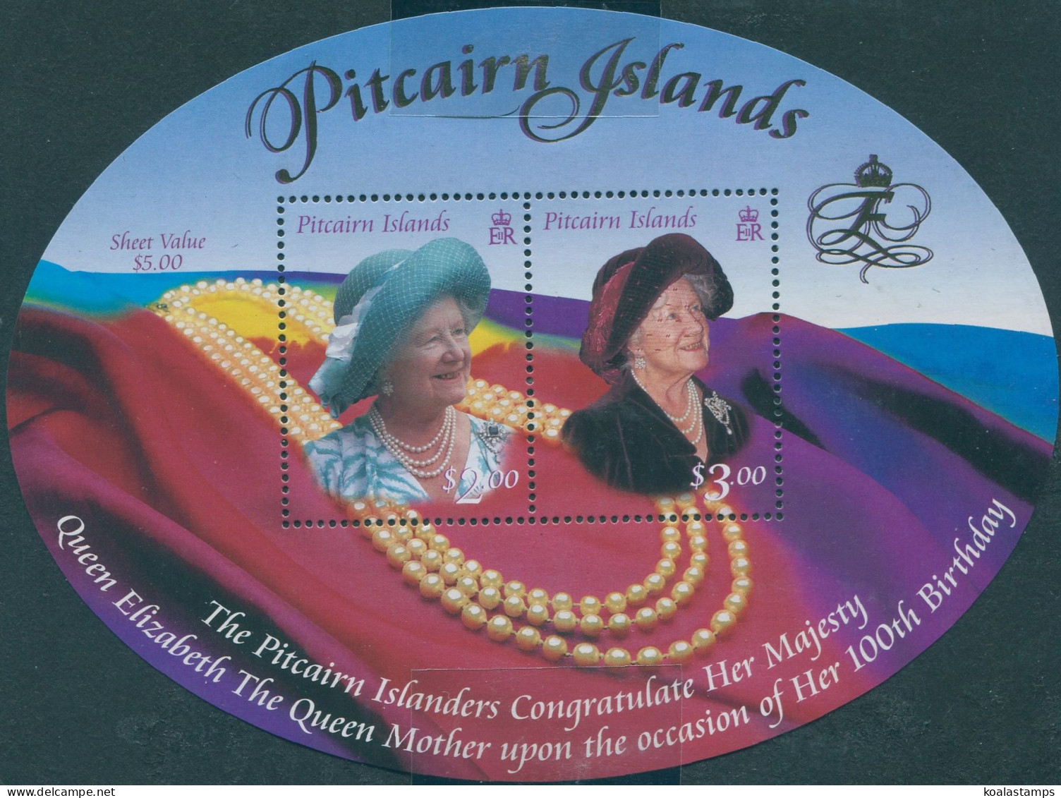 Pitcairn Islands 2000 SG582 Queen Mother 100th Birthday MS MNH - Pitcairn