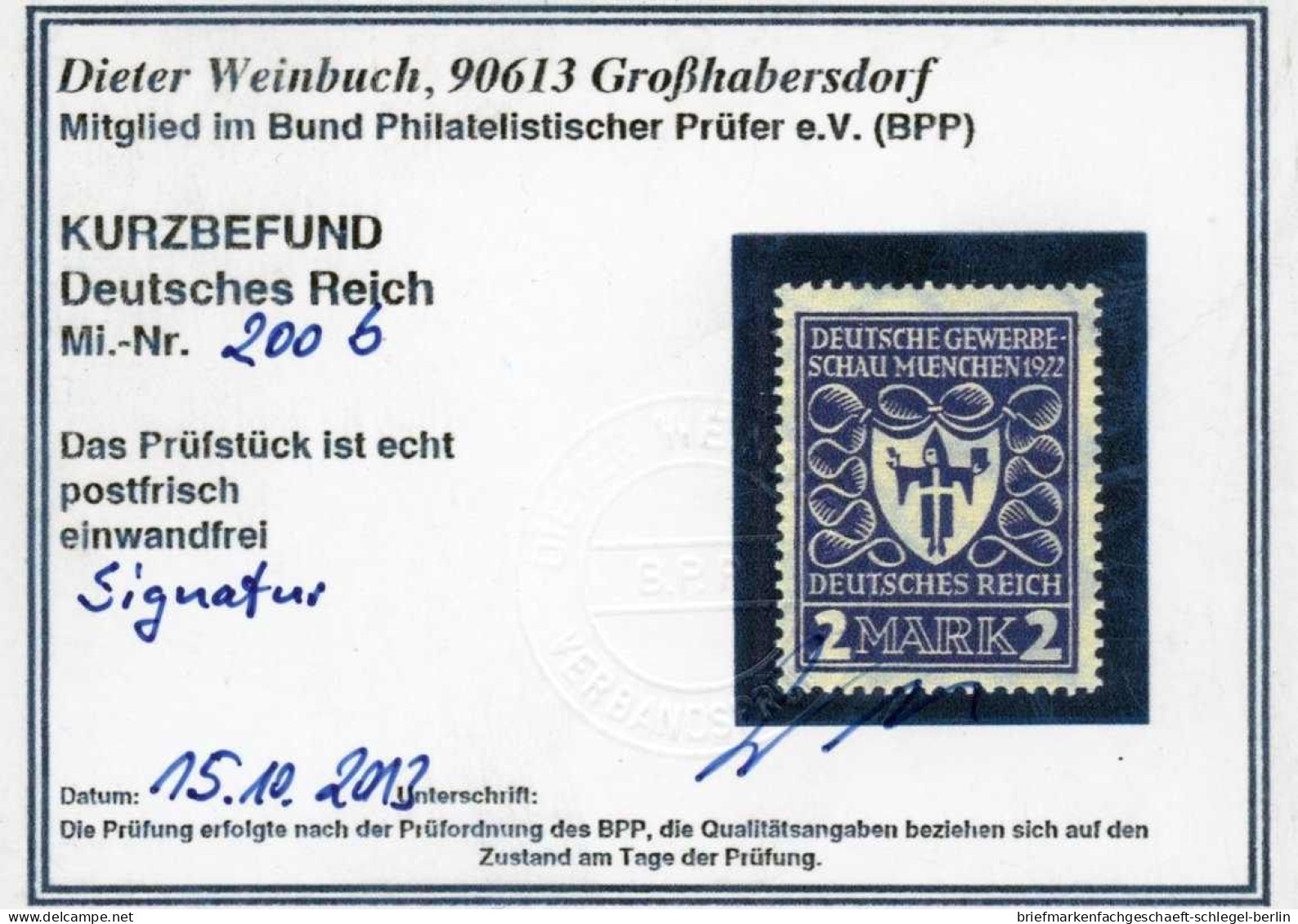 Deutsches Reich, 1922, 200 B, Postfrisch - Other & Unclassified
