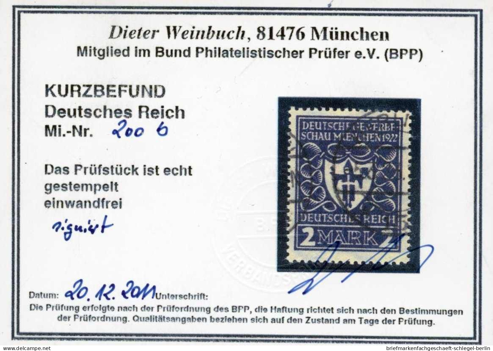 Deutsches Reich, 1922, 200 B, Gestempelt - Autres & Non Classés