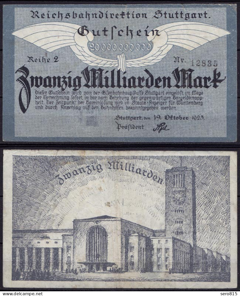 Reichsbahn Stuttgart 20 Milliarden Mark 1923 Reihe 2  (ca722 - Other & Unclassified
