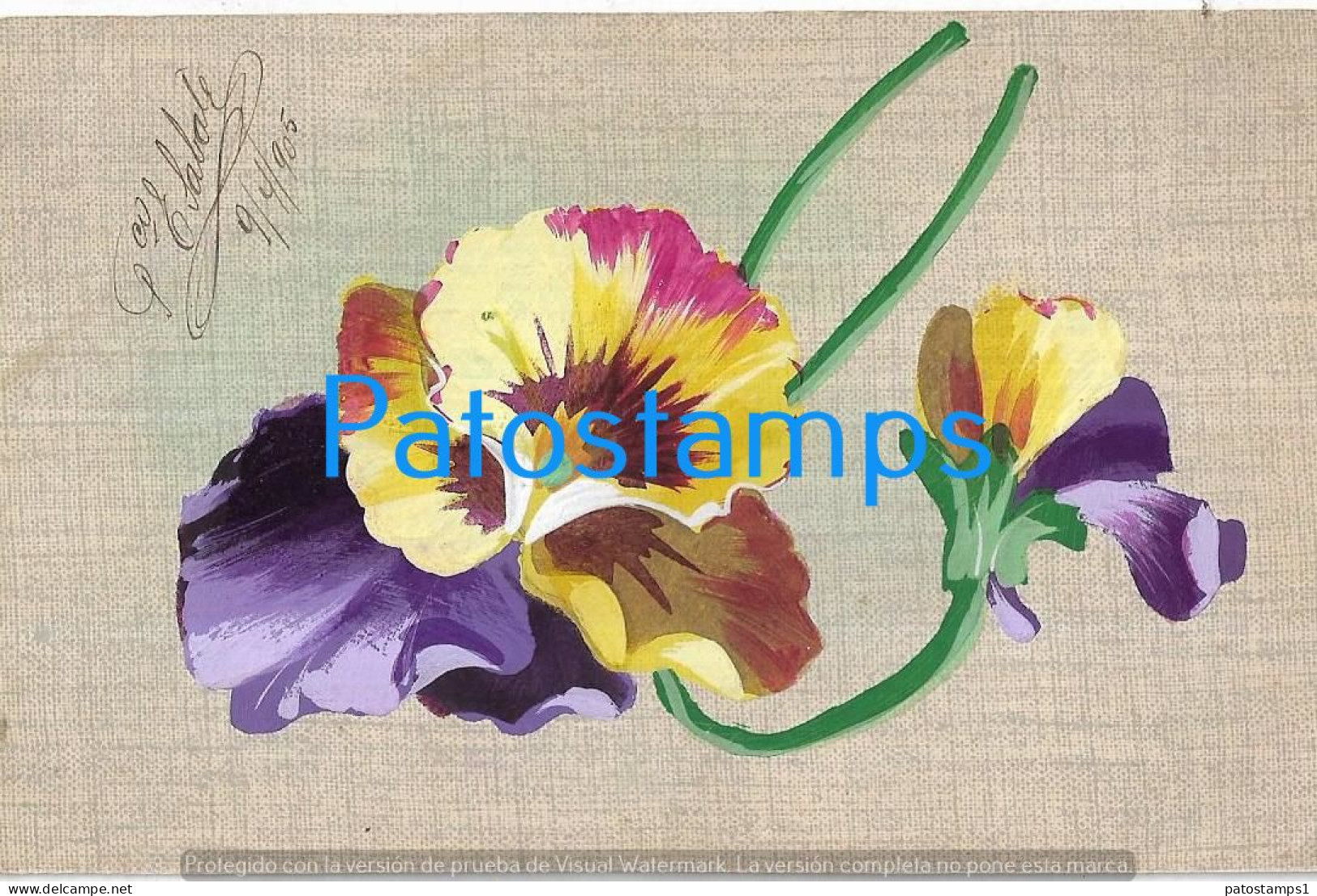 228194 ART ARTE BEAUTY FLOWER HAND PAINTED CIRCULATED TO ARGENTINA POSTAL POSTCARD - Ohne Zuordnung