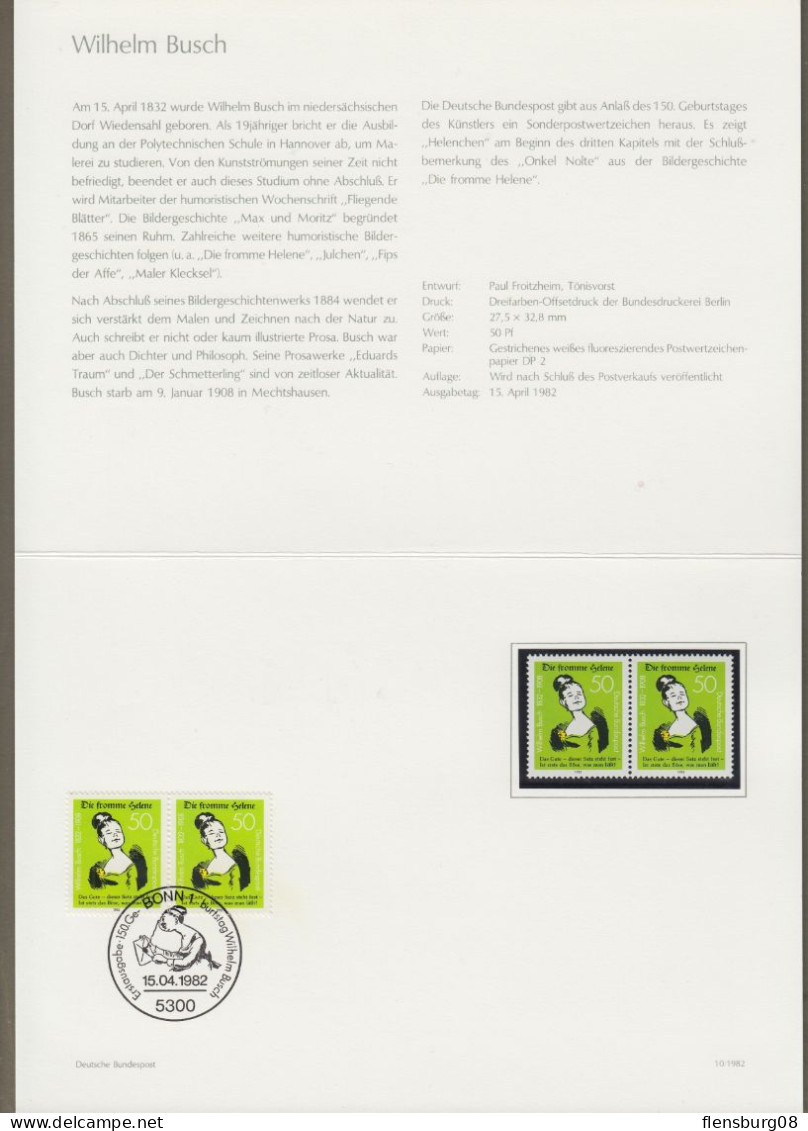 Bund: Minister Card - Ministerkarte Typ IV, Mi-Nr. 1129: " 150. Geburtstag Von Wilhelm Busch "  X - Covers & Documents