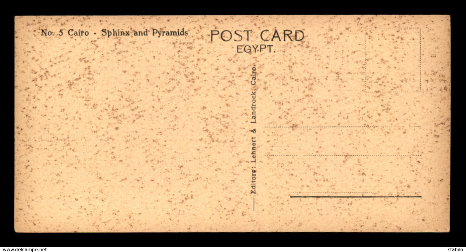 EGYPTE - LENHERT & LANDROCK N° 5 - CAIRO - SPHINX AND PYRAMIDS - FORMAT 15 X 7.5 CM - Le Caire