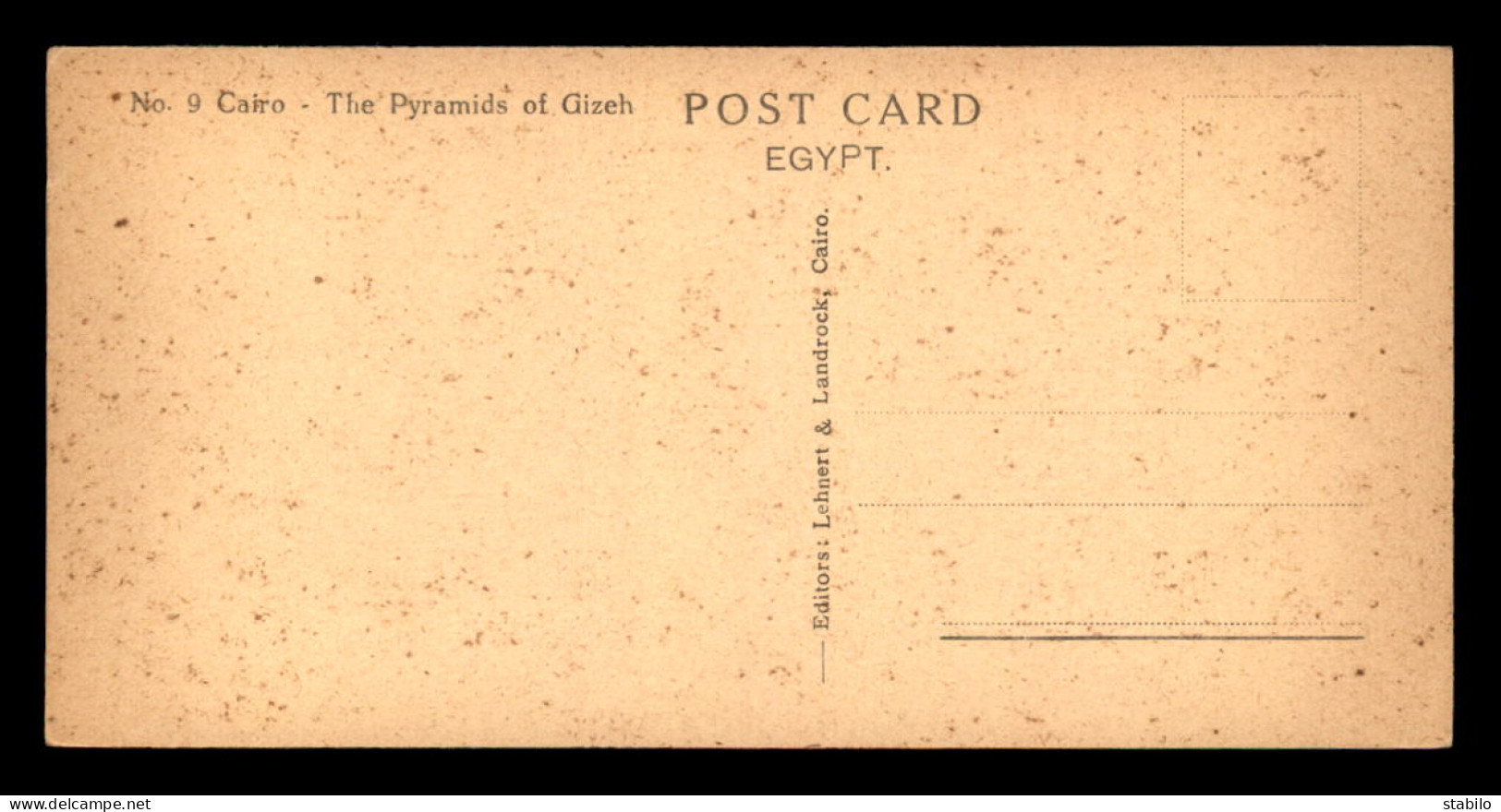 EGYPTE - LENHERT & LANDROCK N° 9 - CAIRO - THE PYRAMIDS OF GIZEH - FORMAT 15 X 7.5 CM - Le Caire