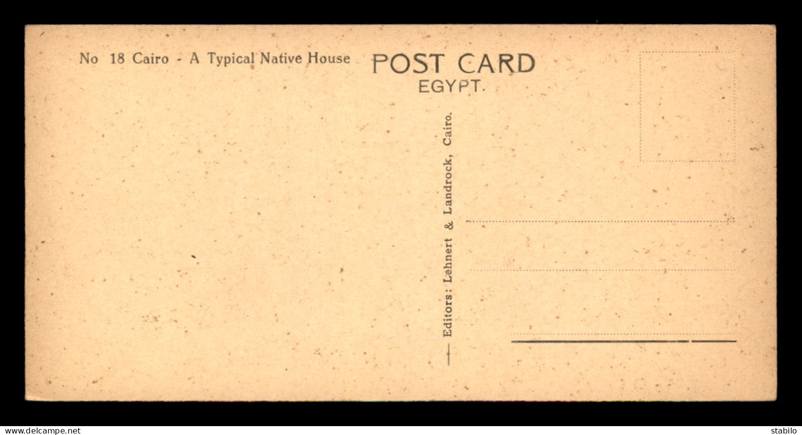 EGYPTE - LENHERT & LANDROCK N°18 - CAIRO - A TYPICAL NATIVE HOUSE - FORMAT 15 X 7.5 CM - El Cairo