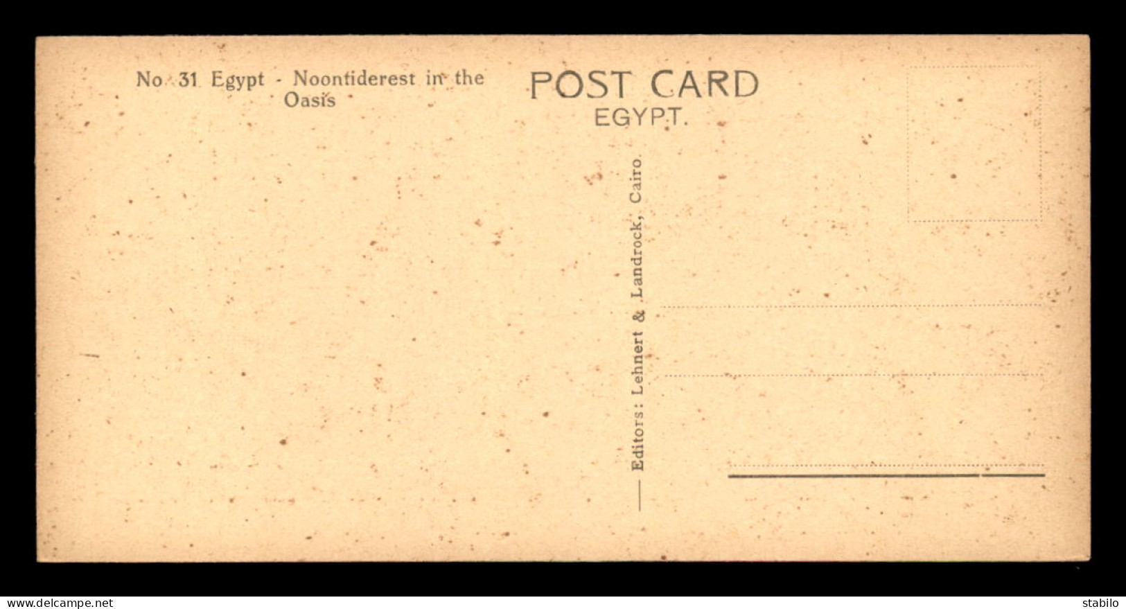 EGYPTE - LENHERT & LANDROCK N°31 - NOONTIDEREST IN THE OASIS - FORMAT 15 X 7.5 CM - Other & Unclassified