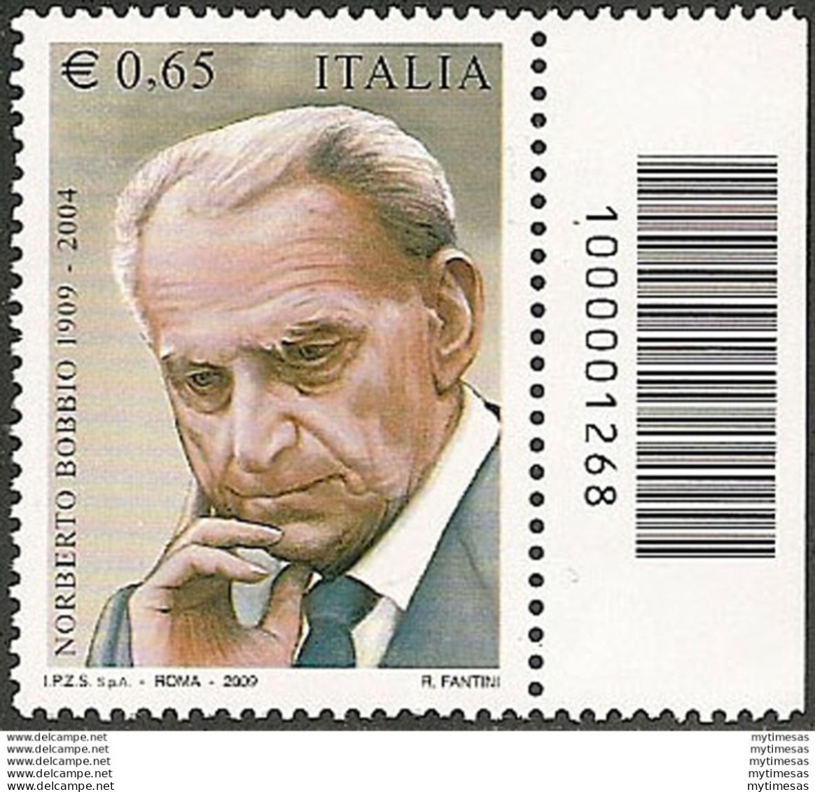 2009 Italia Norberto Bobbio Codice A Barre MNH Unif. 3175cb - Autres & Non Classés