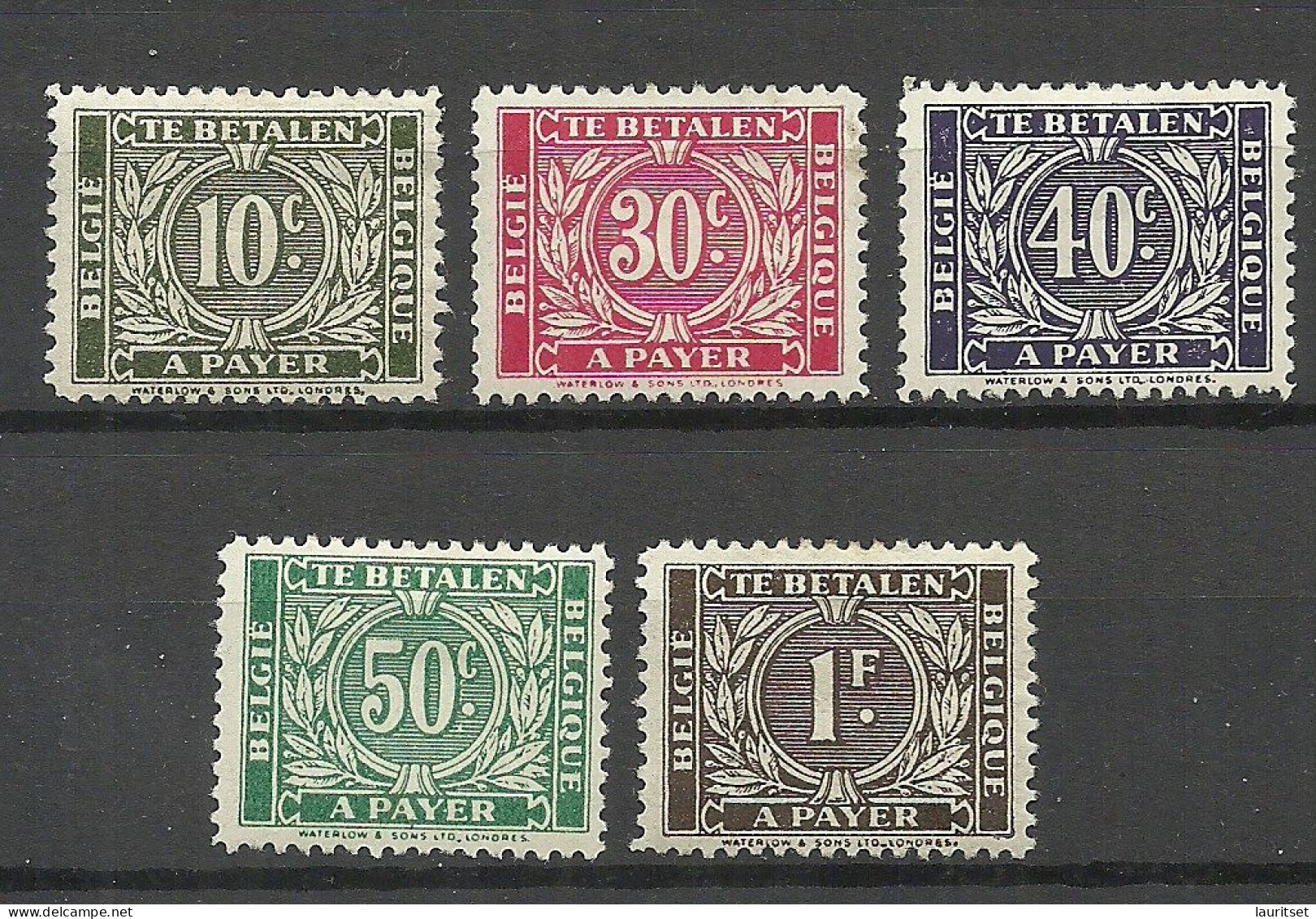BELGIEN Belgium Belgique 1945 =5 Values From Set Michel 49 - 45 A Payer Te Betalen Portomarken Postage Due * - Stamps
