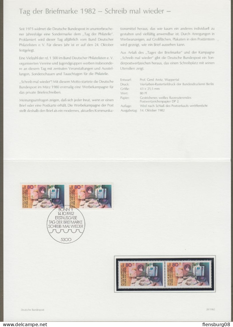 Bund: Minister Card - Ministerkarte Typ IV, Mi-Nr. 1154: " Tag Der Briefmarke 1982 "  X - Brieven En Documenten