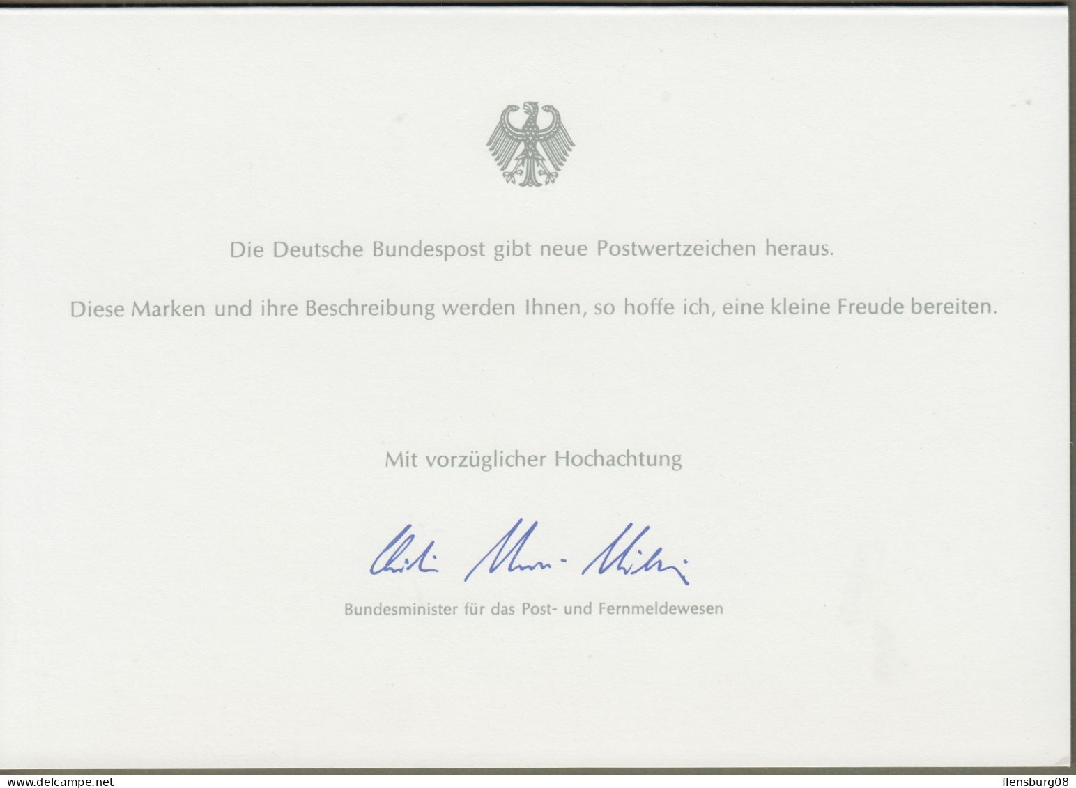 Bund: Minister Card - Ministerkarte Typ IV, Mi-Nr. 1154: " Tag Der Briefmarke 1982 "  X - Cartas & Documentos