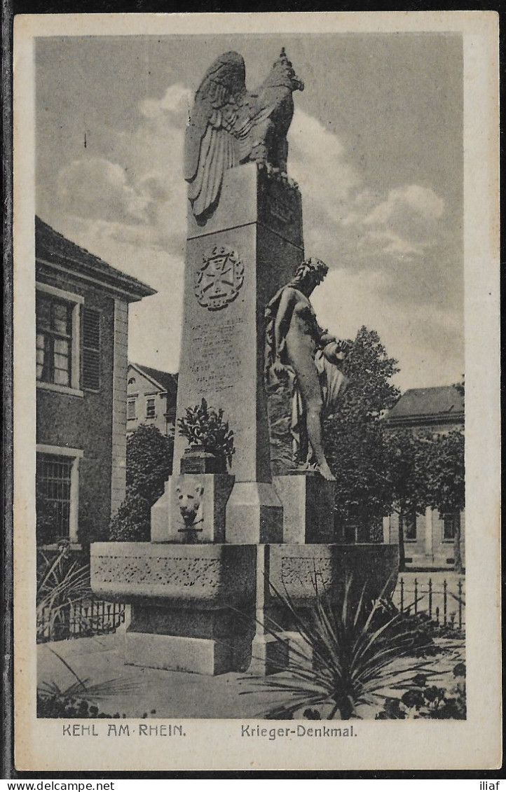 Germany.   Kehl Am Rhein. Krieger-Denkmal. War Memorial With Mother. Illustrated View Posted Postcard - Kehl