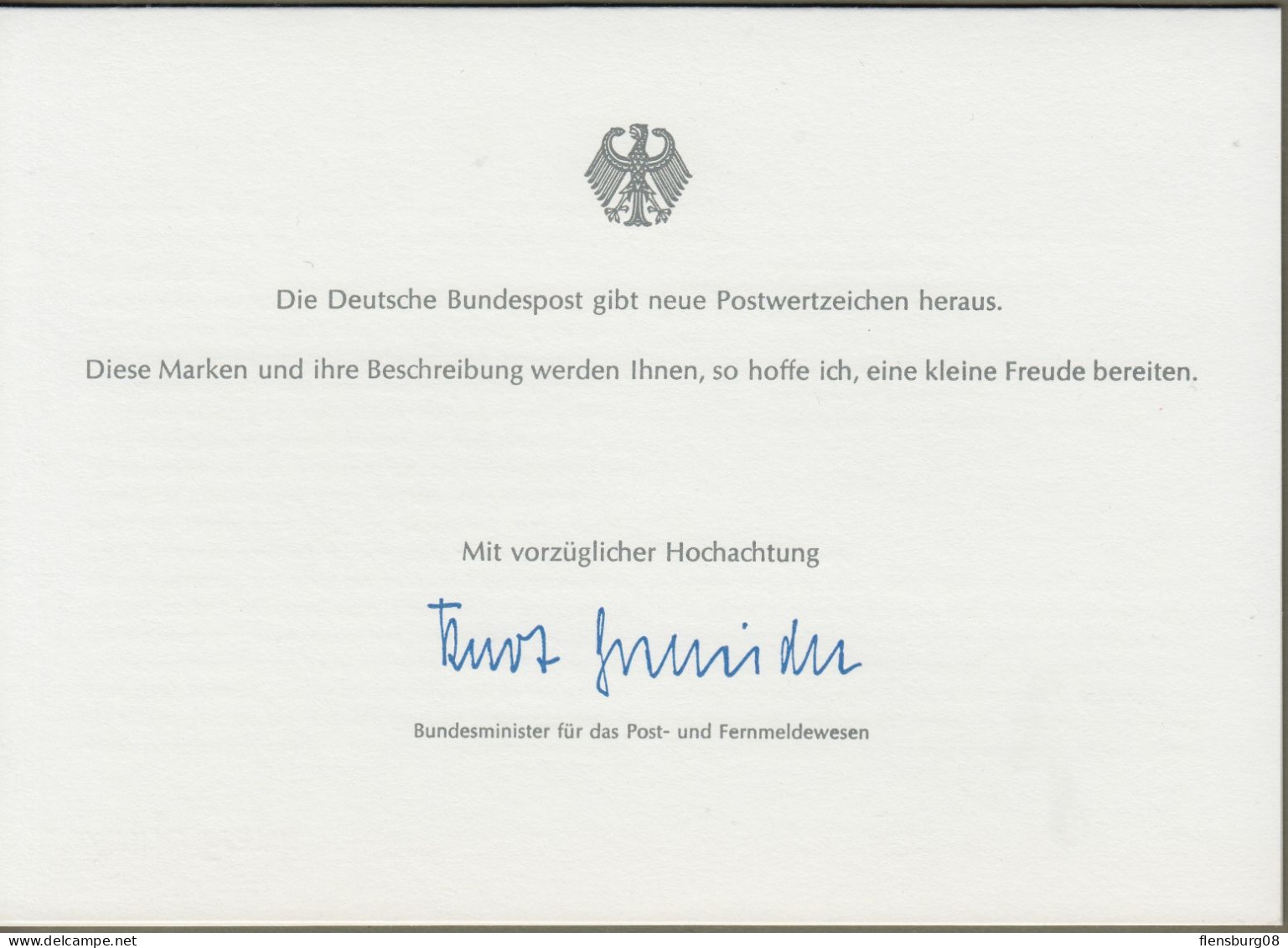 Bund: Minister Card - Ministerkarte Typ IV, Mi-Nr. 1013: " 50. Geburtstag Von Anne Frank 1929-1945 "  X - Lettres & Documents