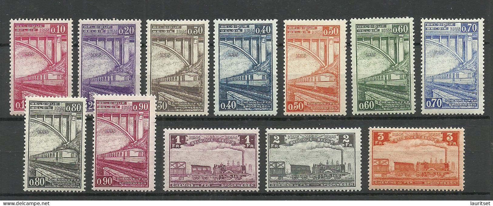 BELGIEN Belgium Belgique 1935 Michel 171 - 182 Eisenbahnpaketmarken Railway Packet Stamps * - Ungebraucht