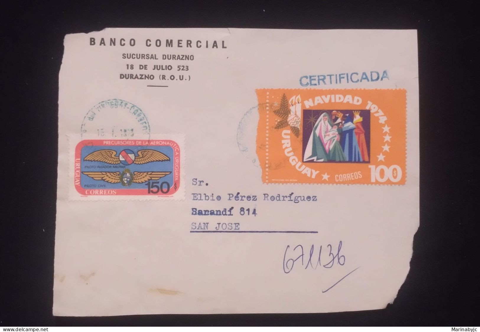 C) 1978, URUGUAY, INTERNAL MAIL, COMMERCIAL BANK COVER WITH DOUBLE STAMP. - Uruguay