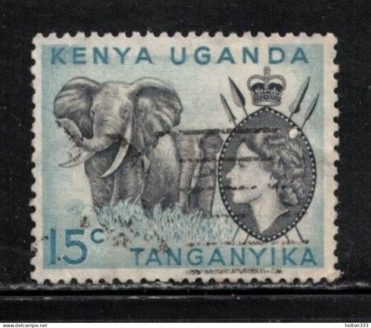 KUT Scott # 105 Used - QEII & Elephant - Kenya, Oeganda & Tanganyika