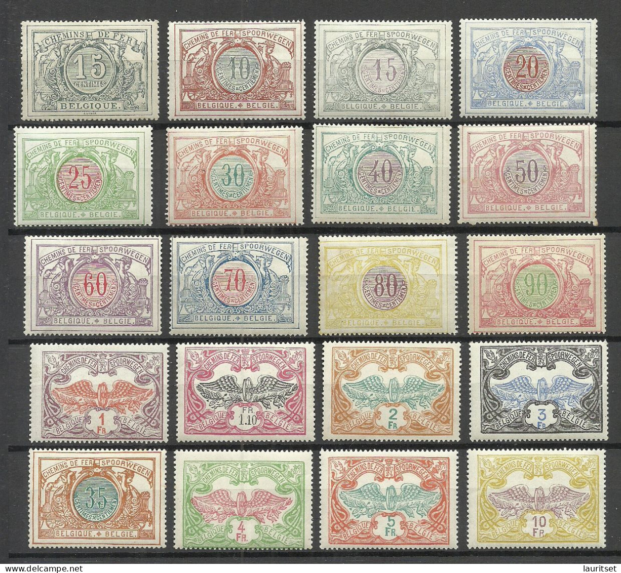 BELGIEN Belgium Belgique 1902-1914 = 20 Values From Set Michel 28 - 47 Eisenbahnpaketmarken Railway Packet Stamps MNH/MH - Nuevos