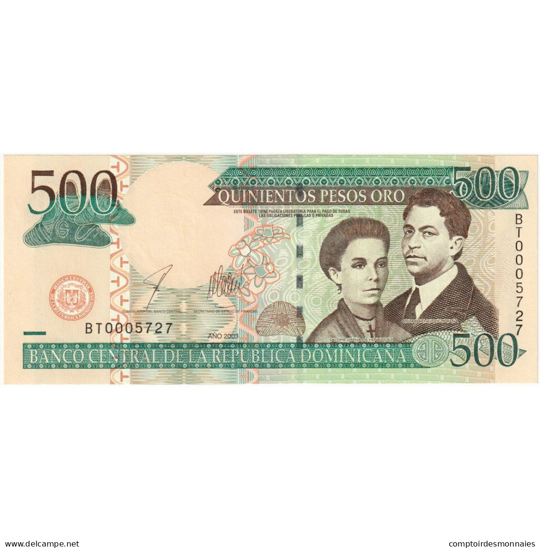 République Dominicaine, 500 Pesos Oro, 2003, KM:172b, NEUF - Repubblica Dominicana