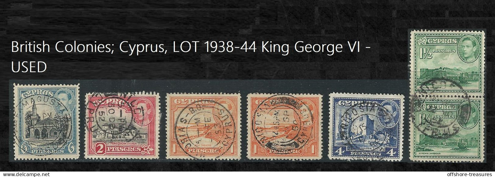 British Colonies; Cyprus Stamp Lot 1938-1944 King George VI - Various Clear Cancellations - 1936-47 Roi Georges VI