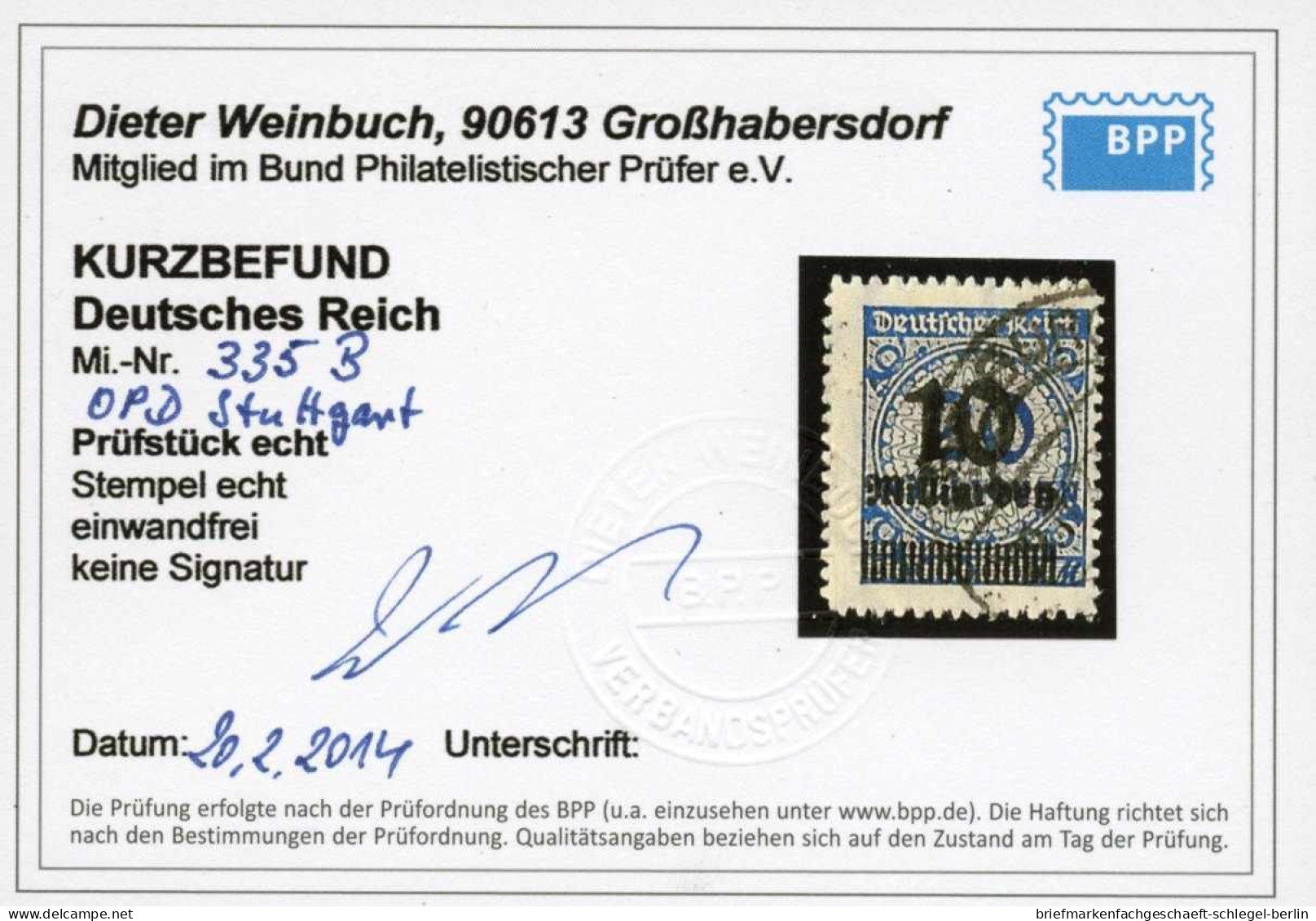 Deutsches Reich, 1923, 335 B P, Gestempelt - Other & Unclassified