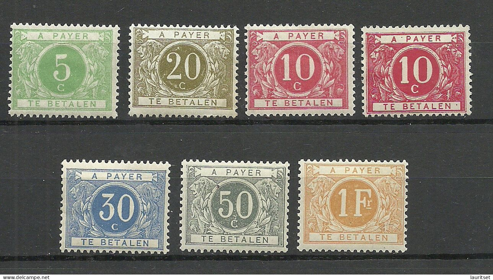 BELGIEN Belgium Belgique 1895-1916 A Payer Te Betalen Portomarken Postage Due, 7 Pcs * - Postzegels