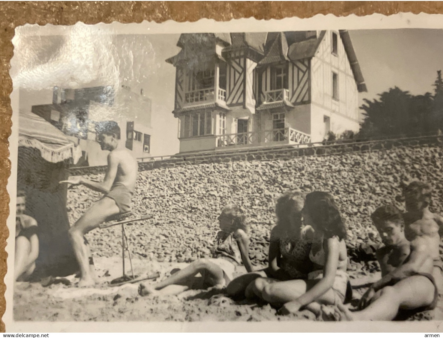 Réal Photo Plage Camping   Scène De Plage   Jeunes Hommes Torse Nu - Pin-ups