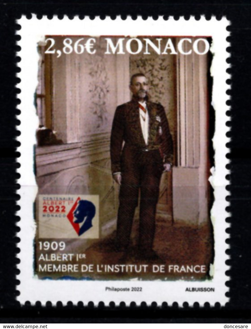 MONACO 2022 - ADMISSION DU PRINCE ALBERT IER À L'INSTITUT DE FRANCE / Y.T. N° 3312  - NEUF ** - Neufs