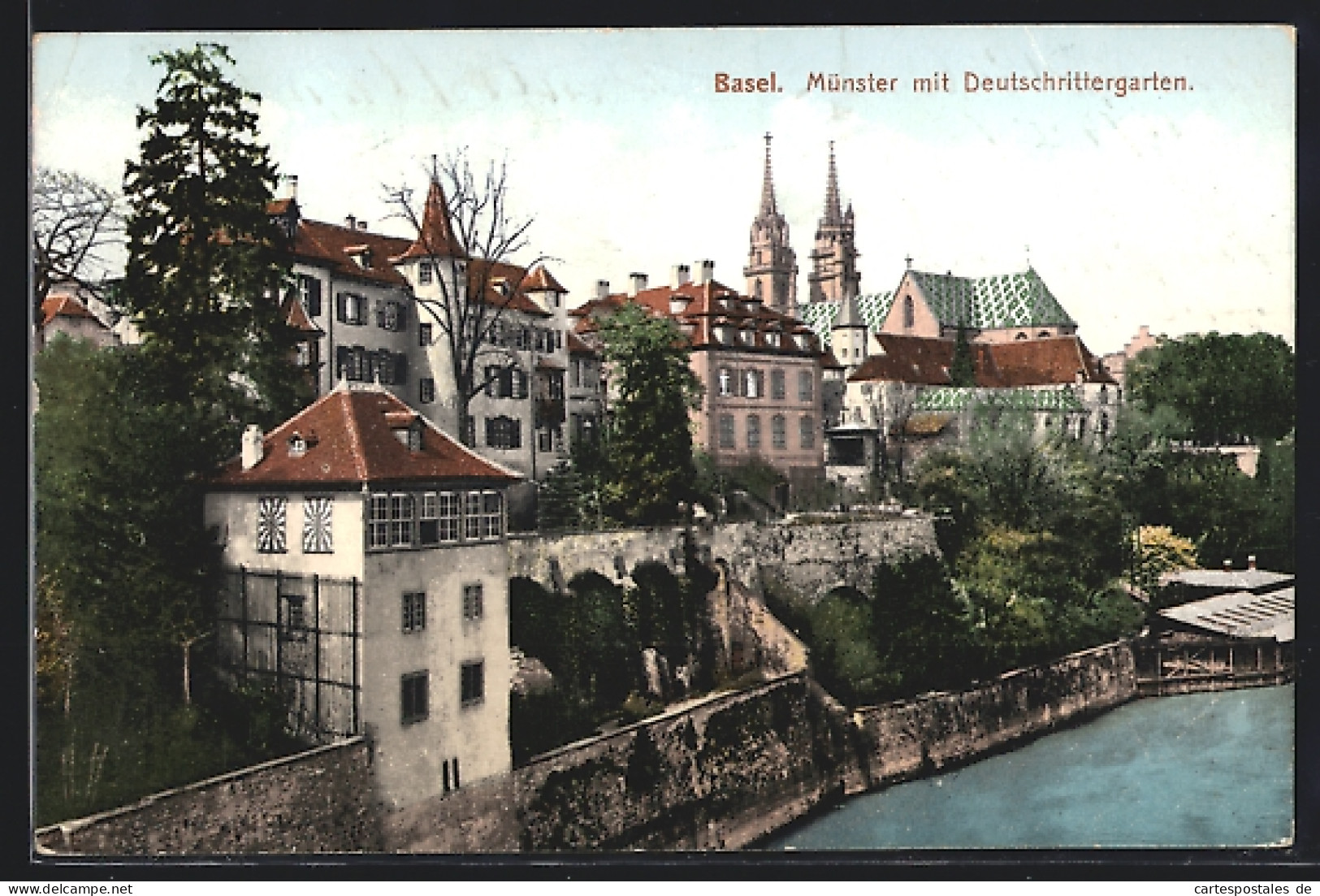 AK Basel, Münster Mit Dem Deutschrittergarten  - Bazel
