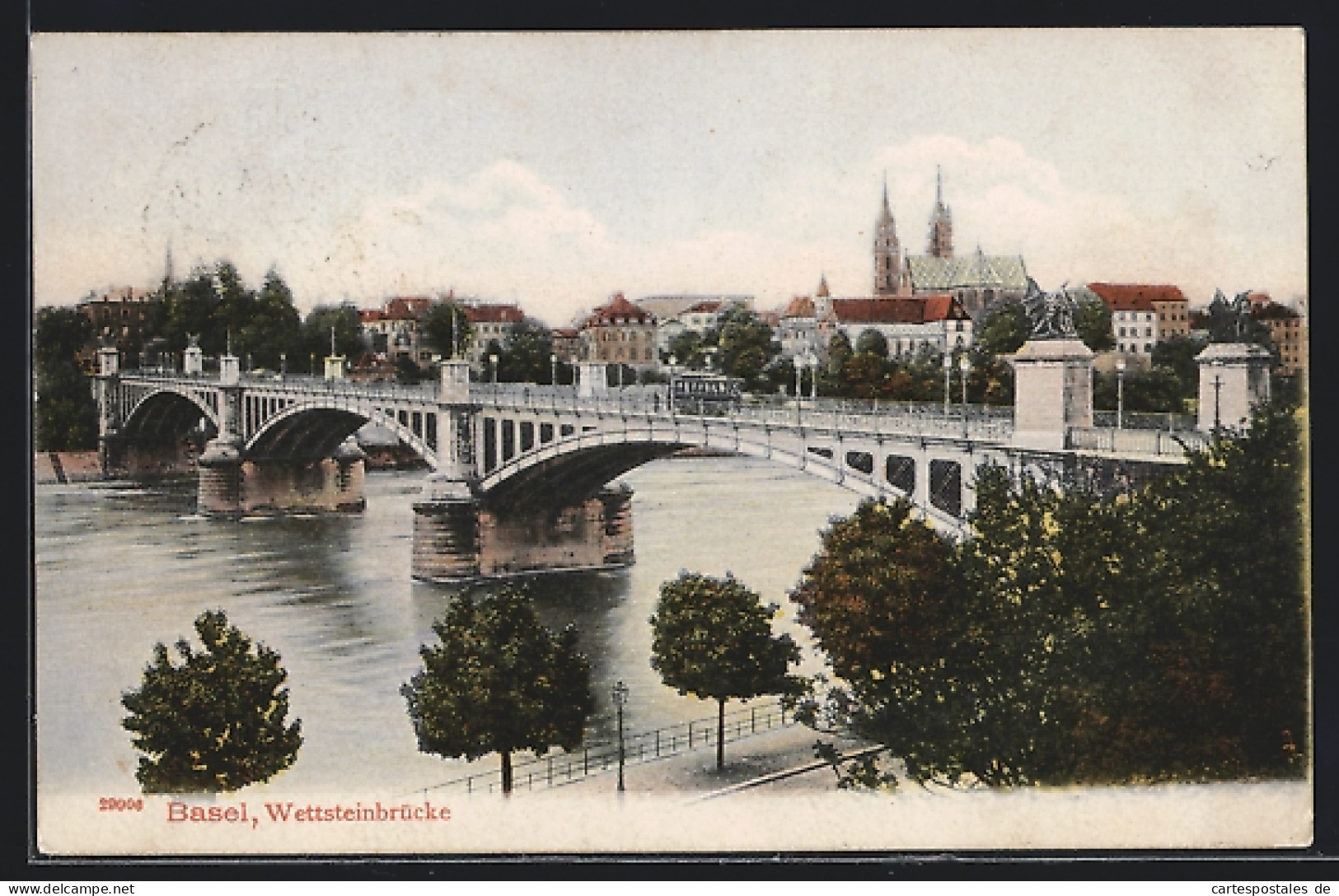 AK Basel, Wettsteinbrücke Mit Strassenbahn  - Bazel