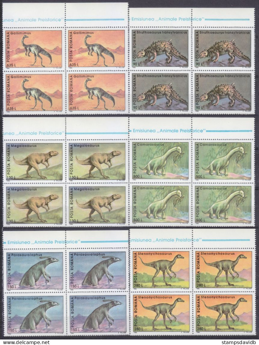 1994 Romania 4974VB-4979VB Dinosaurs 16,00 € - Preistorici