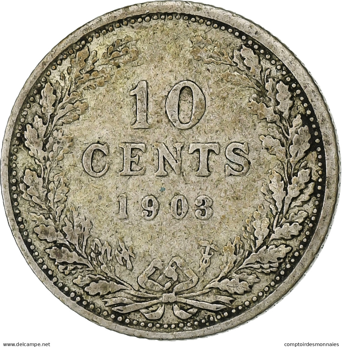 Pays-Bas, Wilhelmina I, 10 Cents, 1903, Argent, TB+ - 10 Cent