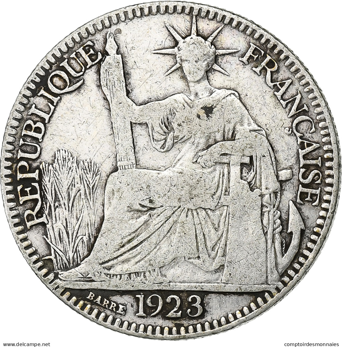Monnaie, Indochine Française, 10 Cents, 1923, Paris, TB, Argent, KM:16.1 - Sonstige & Ohne Zuordnung
