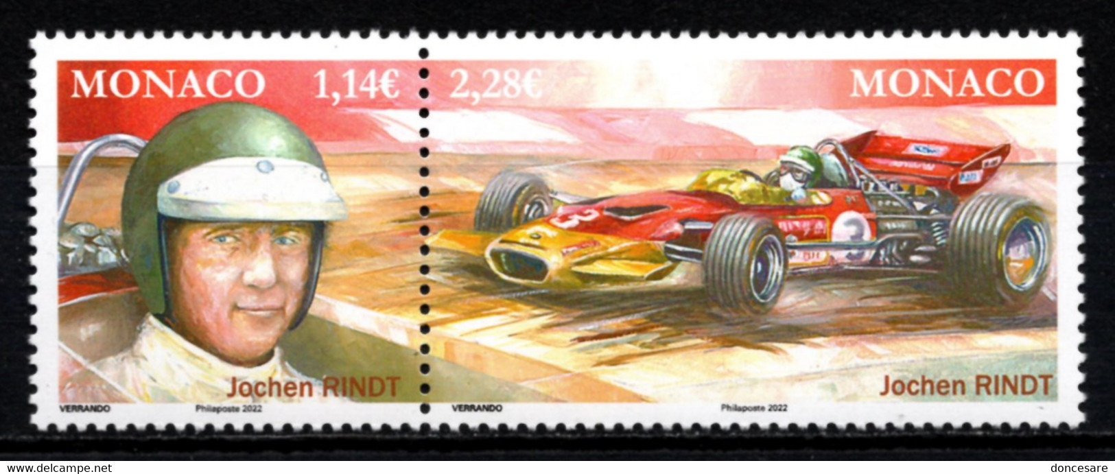 MONACO 2022 - DUO / LES PILOTES MYTHIQUES DE F1 - JOCHEN RINDT / Y.T. N° 3318 ET 3319  - NEUFS ** - Neufs