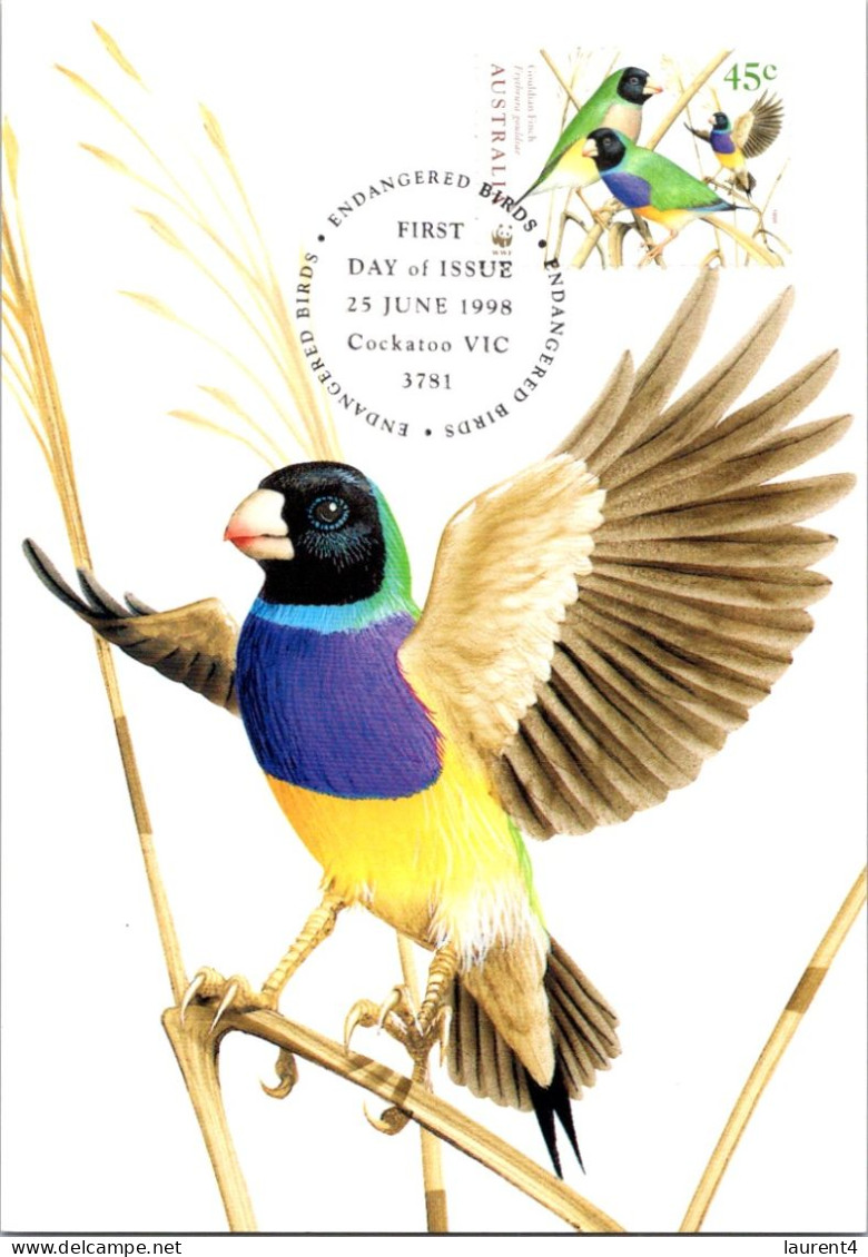 5-5-2024 (4 Z 11) Australia (1 Card) Maxicard - Endangered Birds - Gouldian Finch - Cartoline Maximum