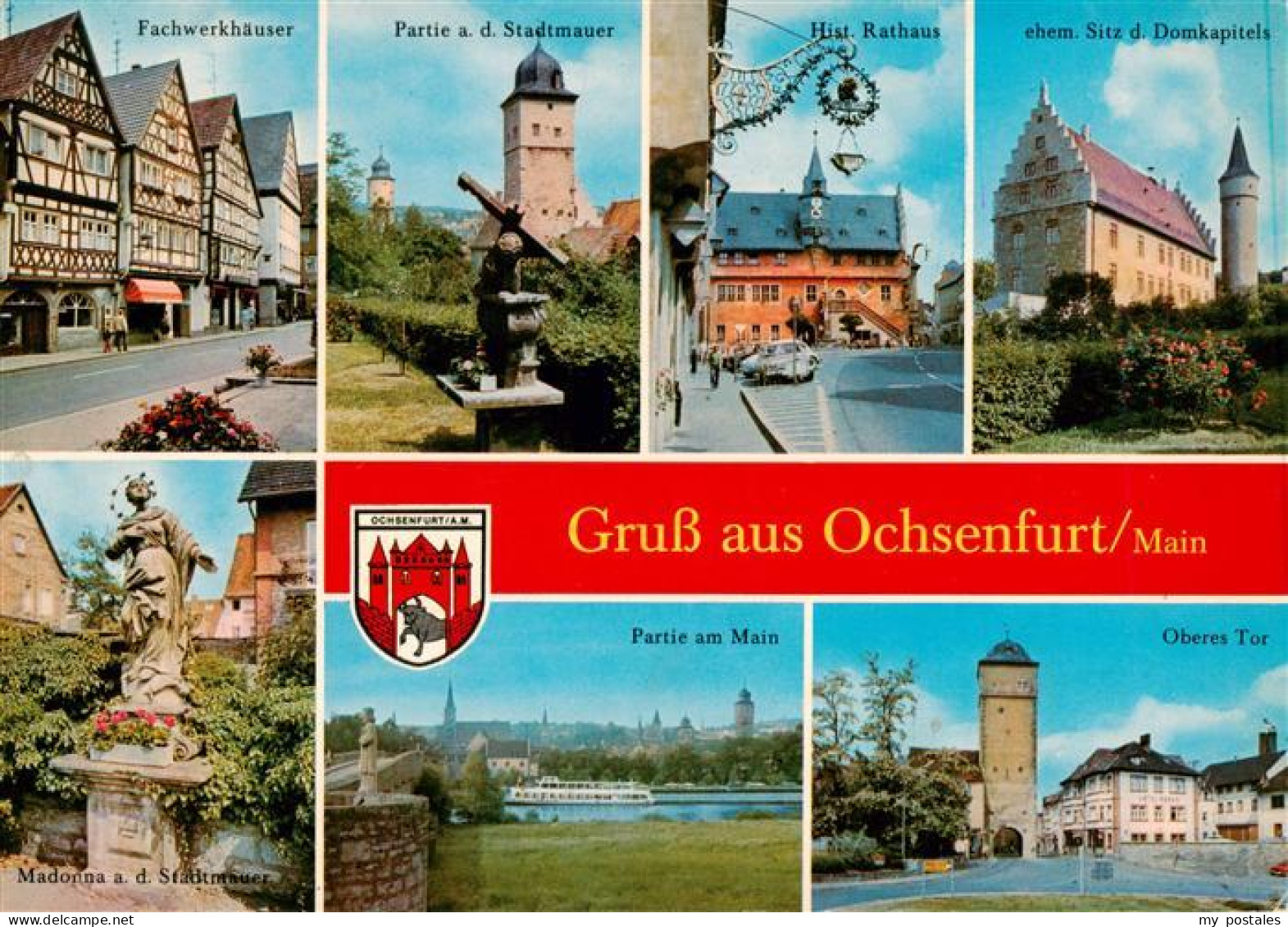 73901795 Ochsenfurt Fachwerkhaeuser Stadtmauerpartie Hist Rathaus Ehem Sitz Des  - Ochsenfurt