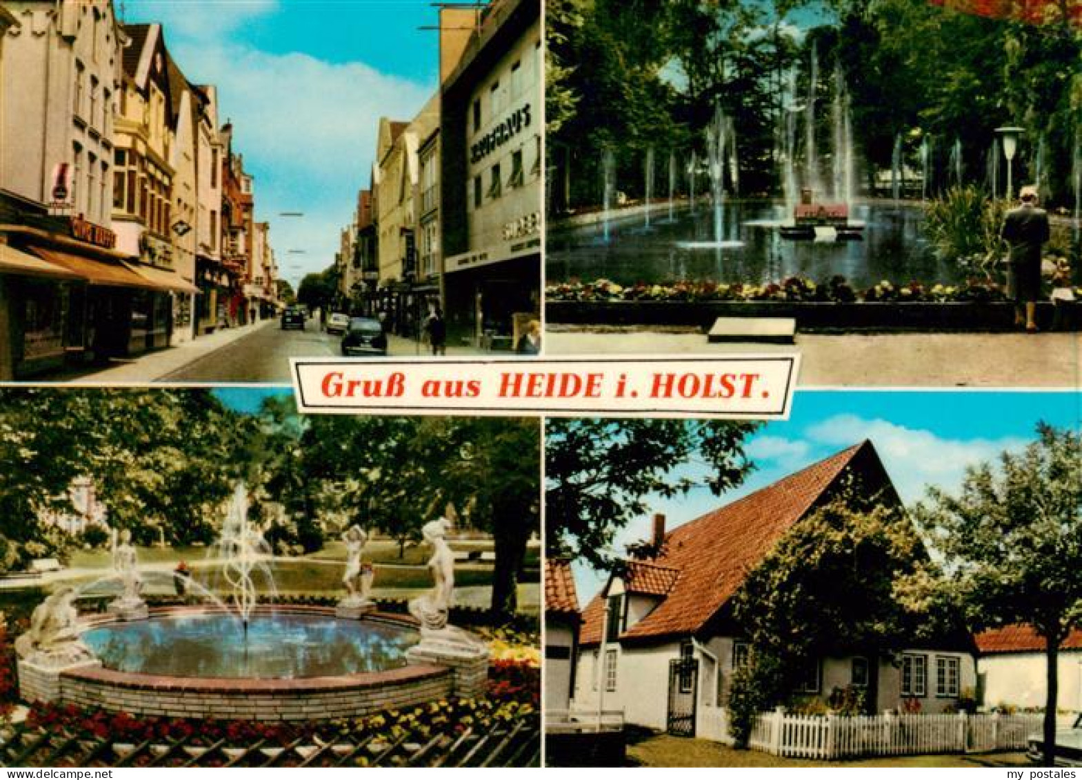73901777 Heide Holstein Strassenpartie Brunnen Wohnhaus Heide Holstein - Heide