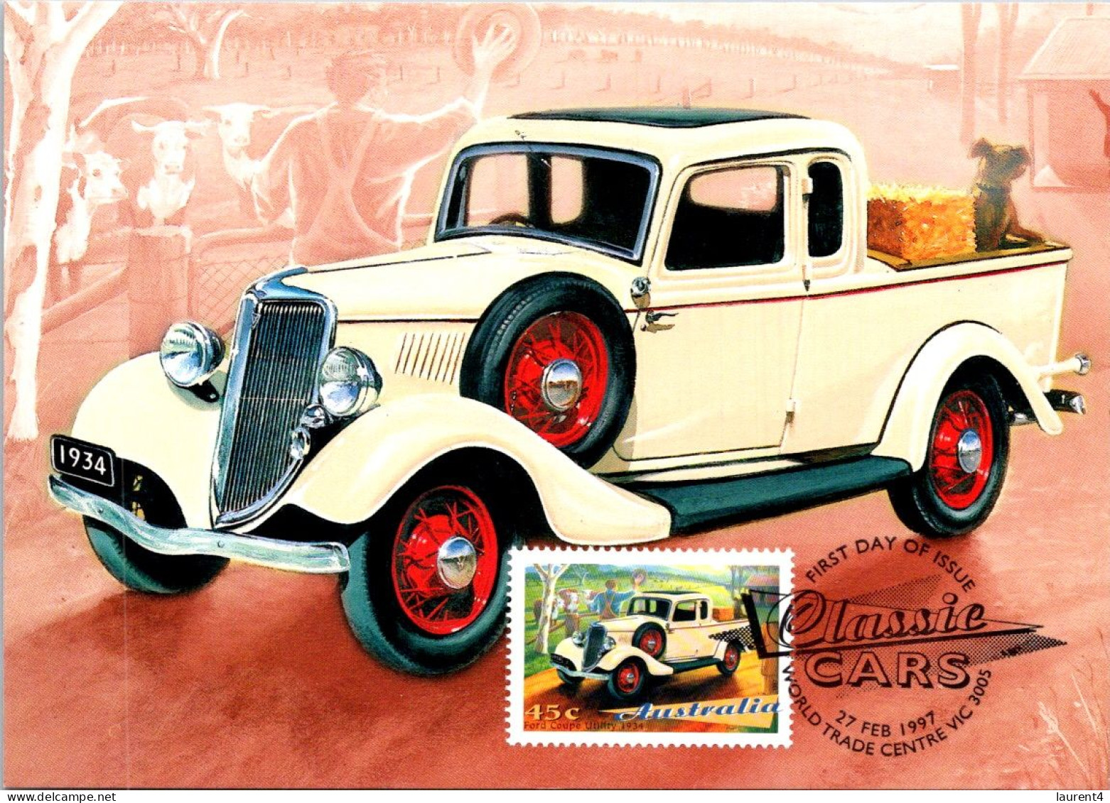 5-5-2024 (4 Z 11) Australia (1 Card) Maxicard - Ford Coupe Utiity (1934) - Cartas Máxima