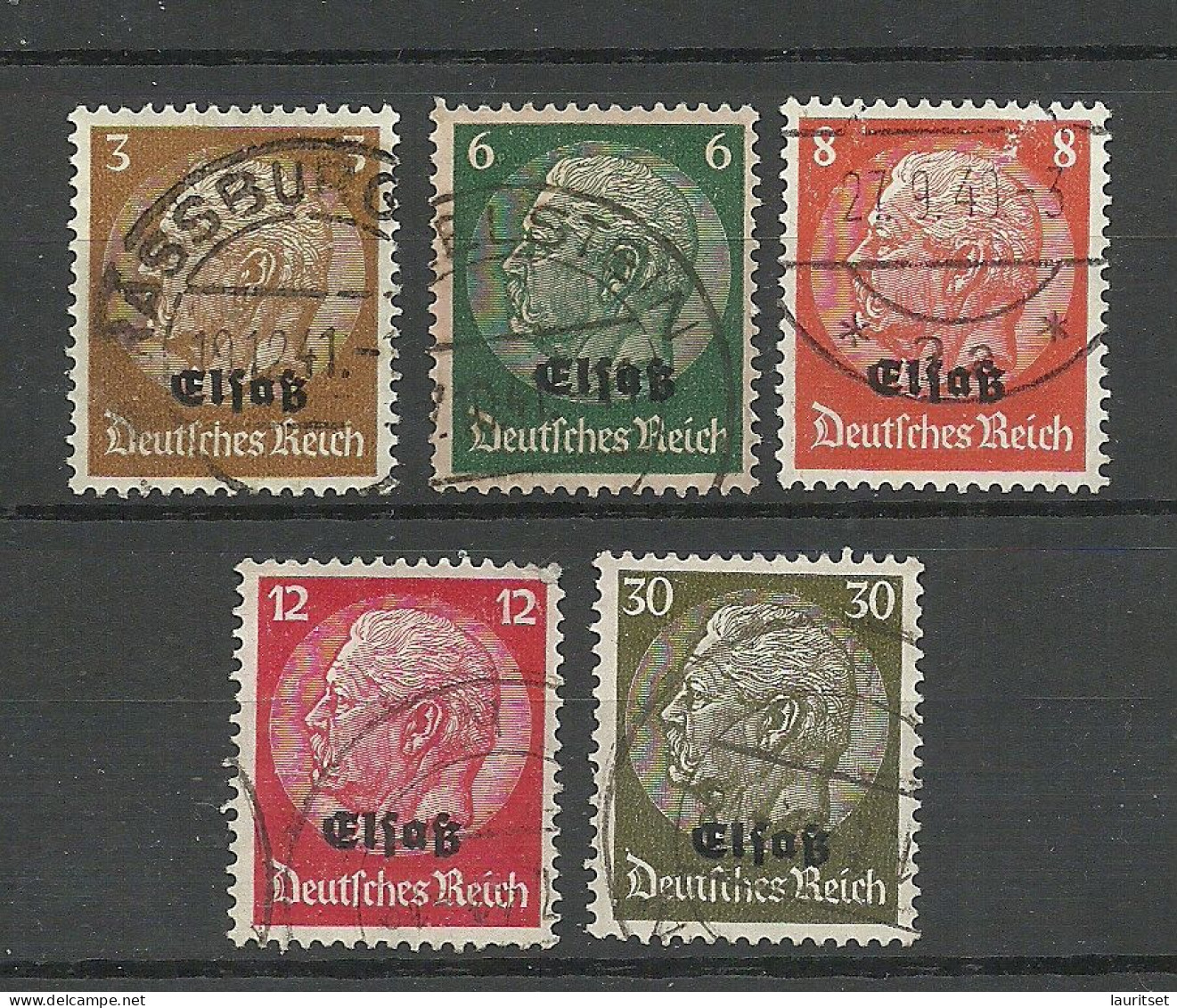 German Occupation Dt. Okkupation 1940 ELSASS = 5 Werte Aus Satz Michel 1 - 16 O - Bezetting 1938-45