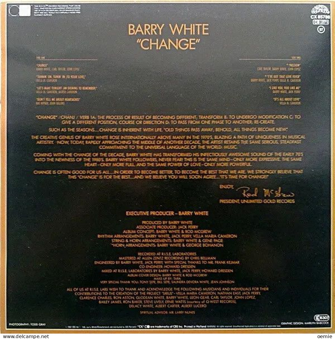 BARRY WHITE   CHANGE - Other - English Music